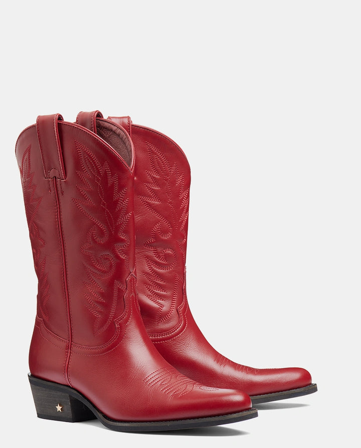 bota cowboy burdeos mujer