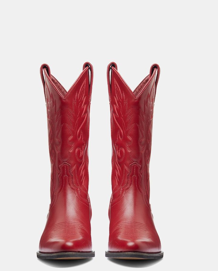 bota cowboy burdeos mujer