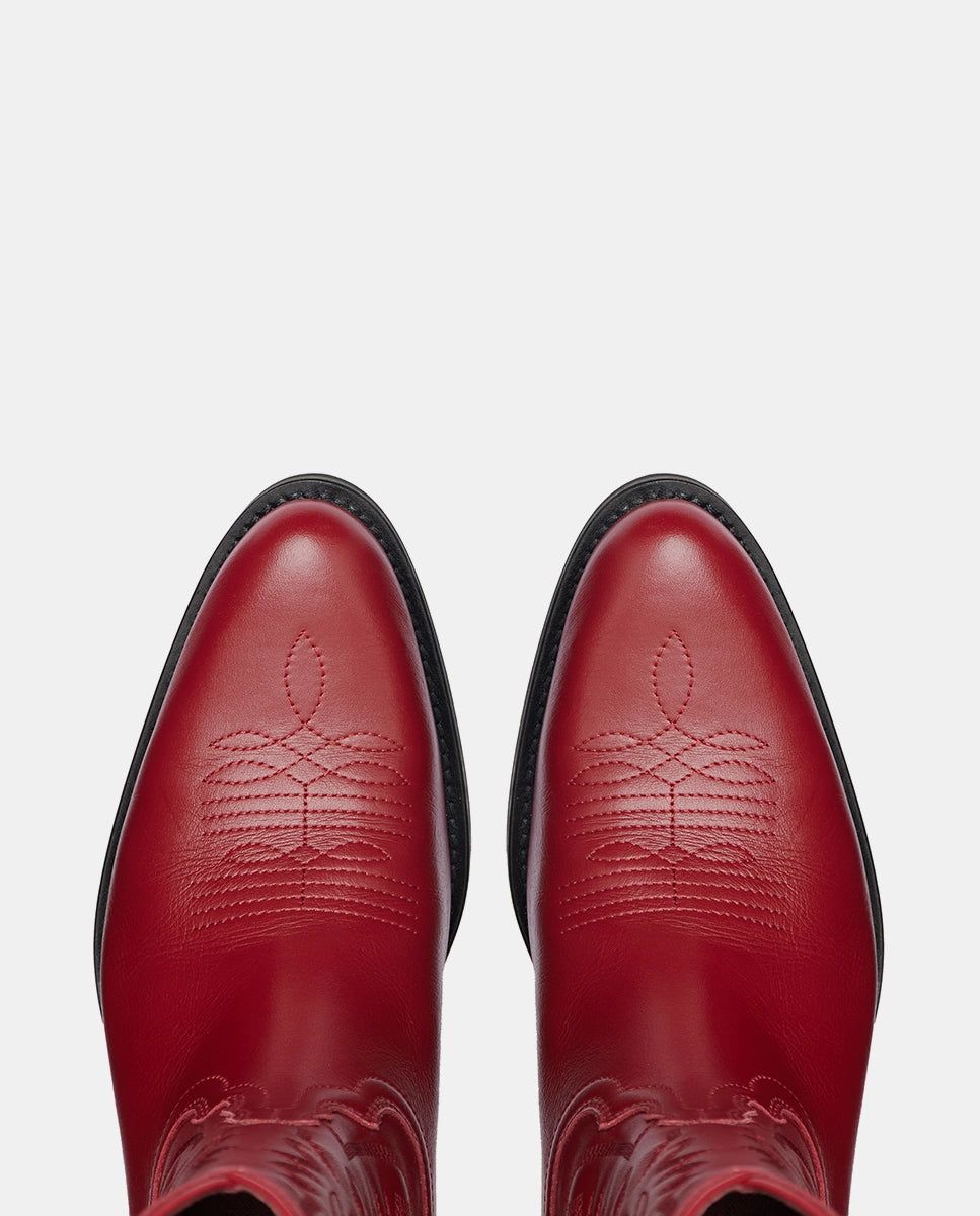 bota cowboy burdeos mujer