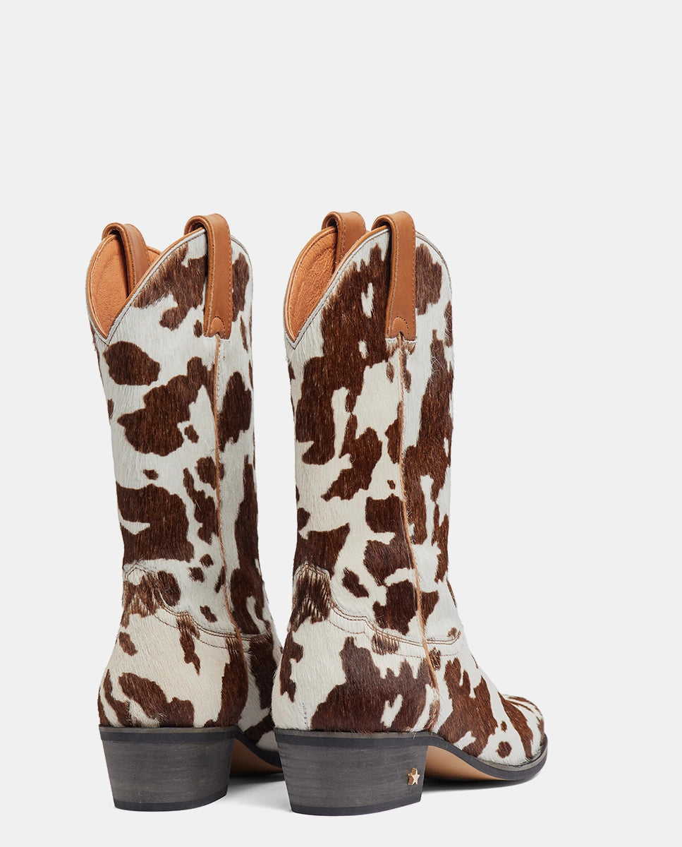 botas vaca print mujer