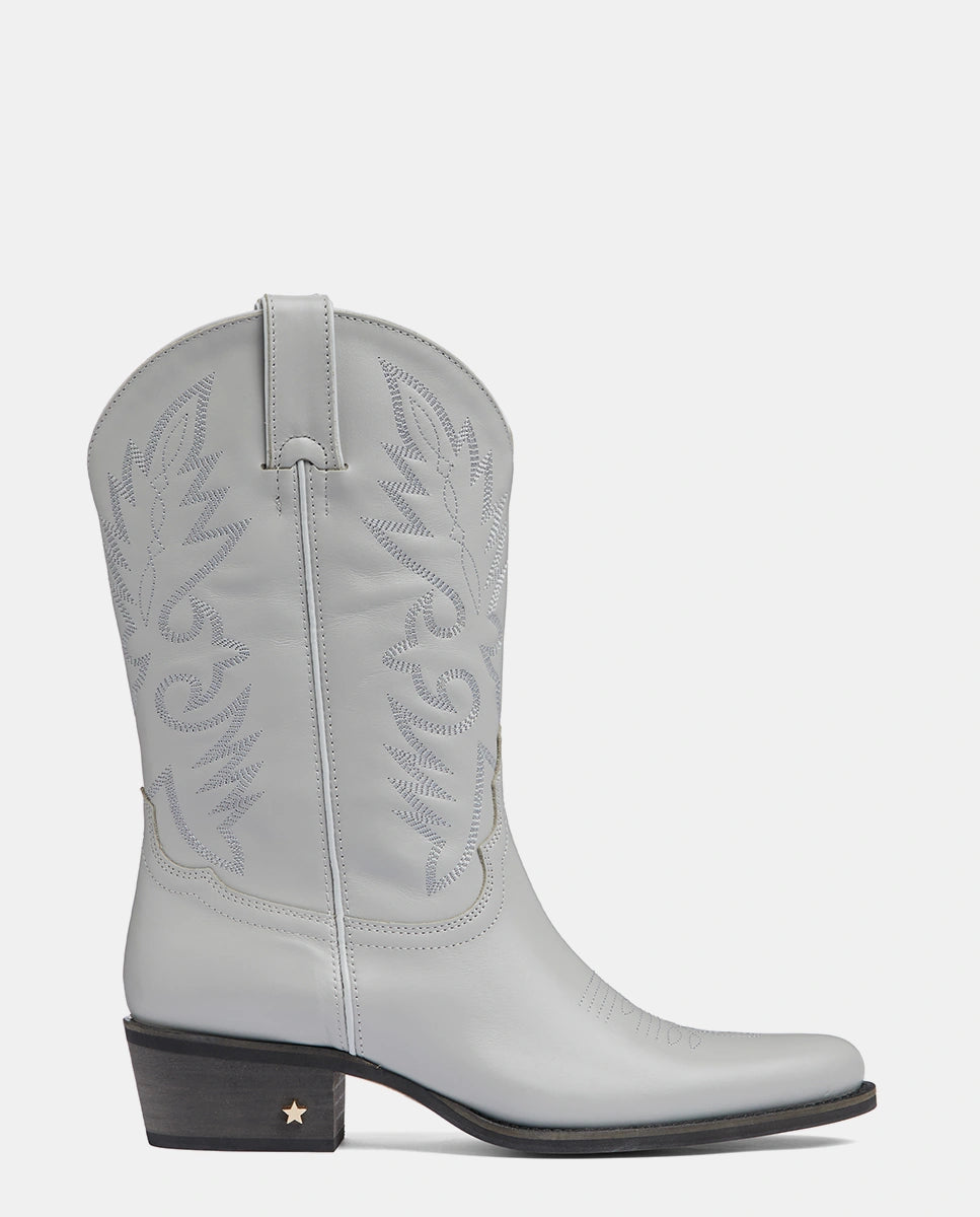 botas de caña media cowboy gris claro para mujer