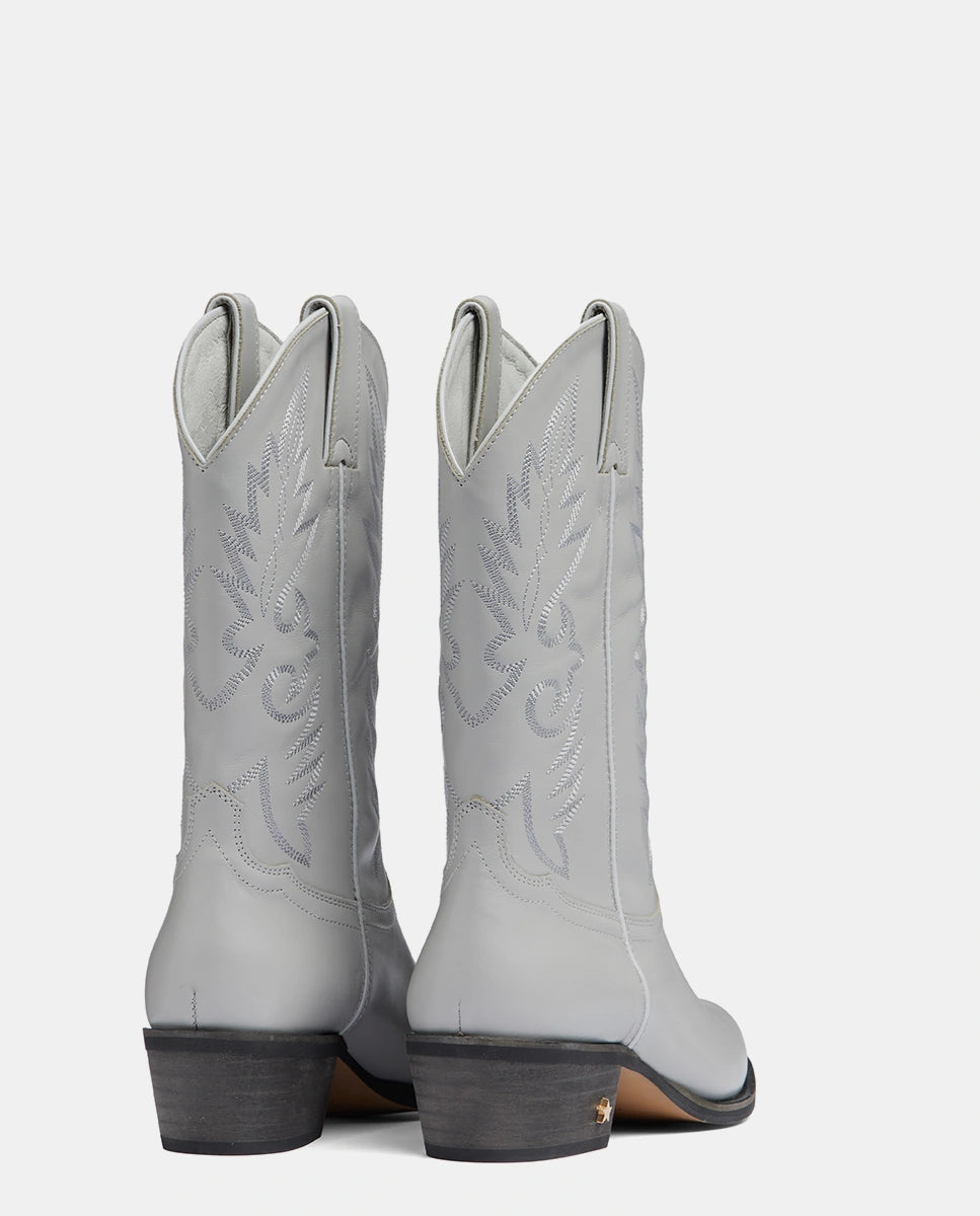 botas de caña media cowboy gris claro para mujer