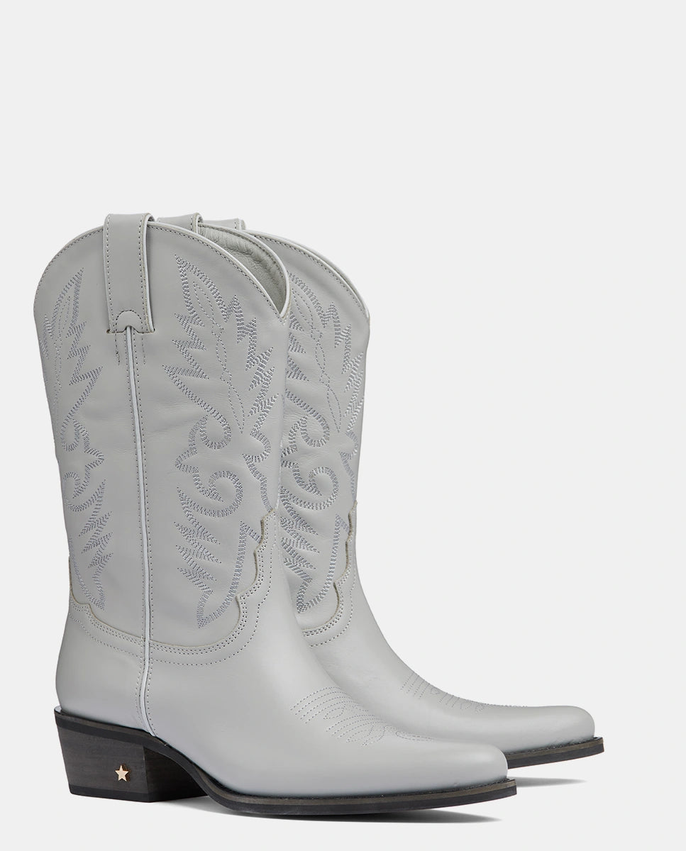 botas de caña media cowboy gris claro para mujer
