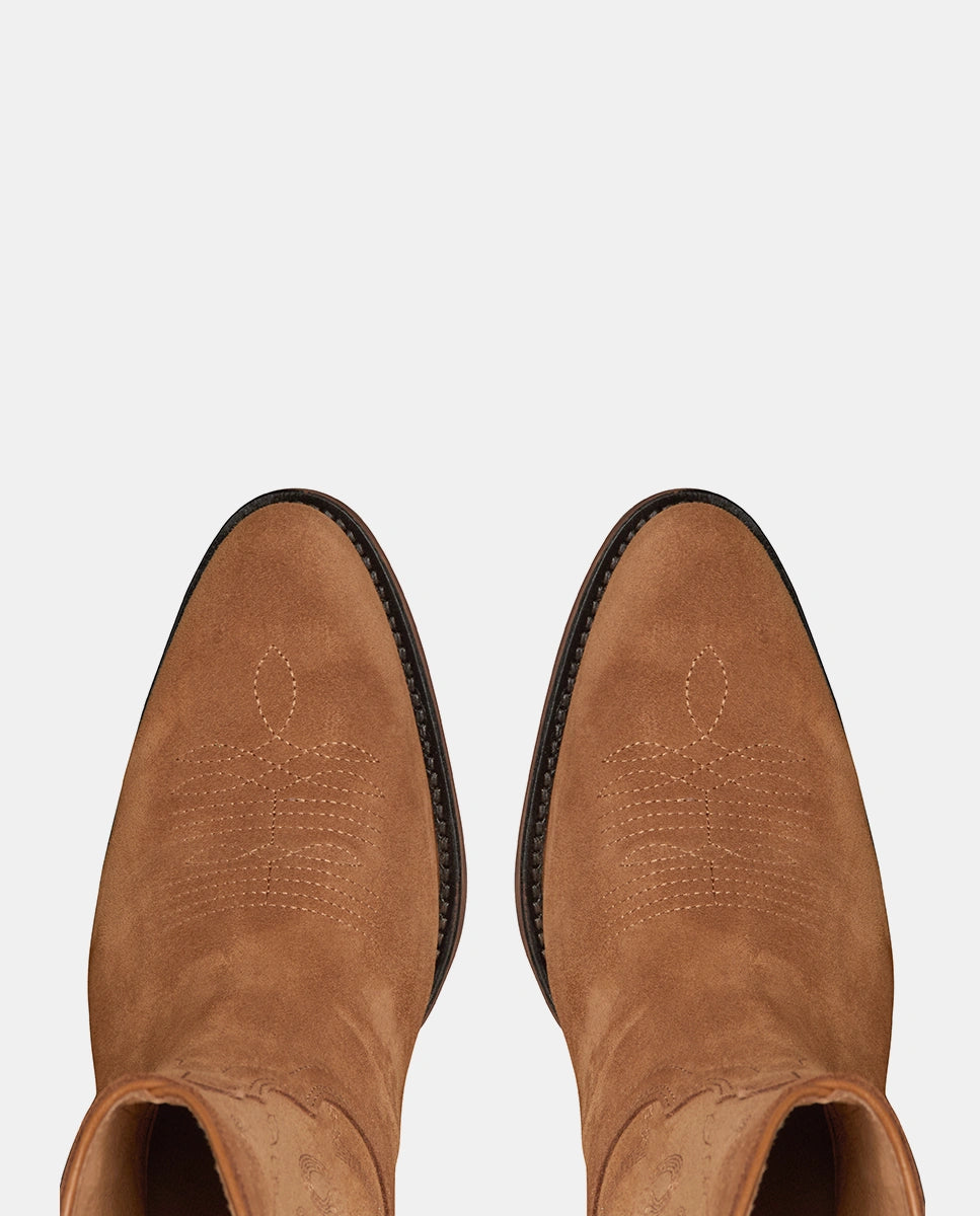 botín cowboy para mujer en piel camel