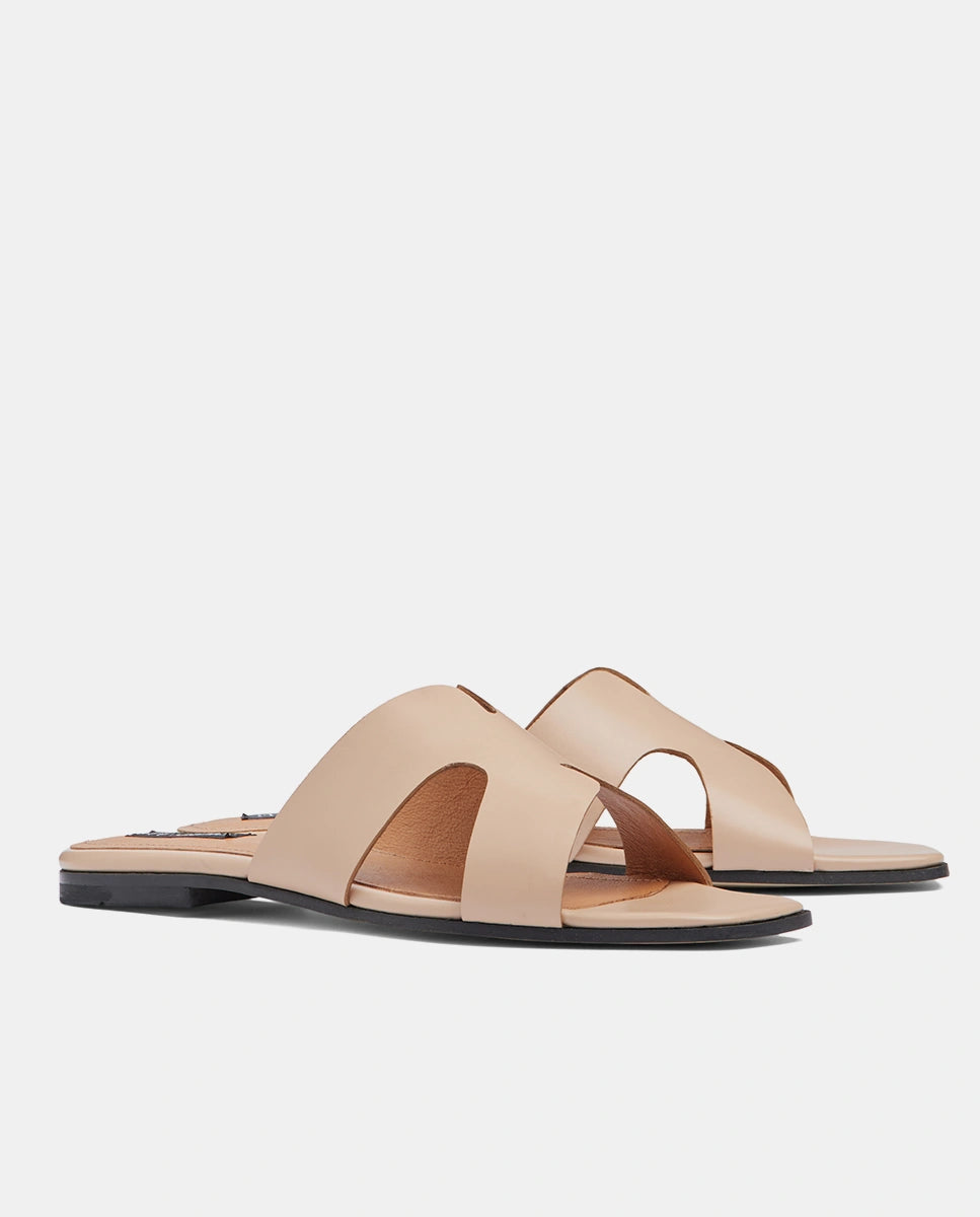 sandalias planas nude para mujer