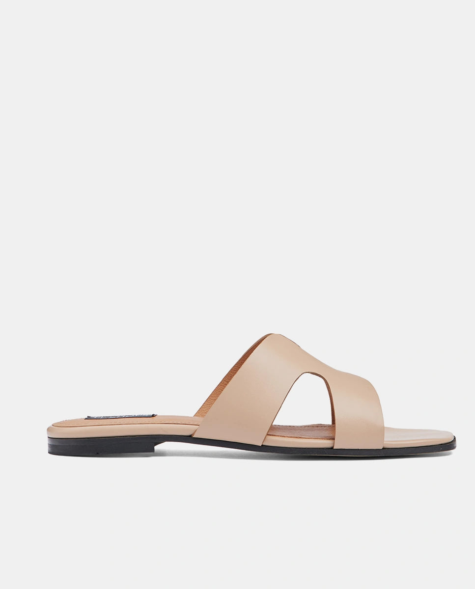 sandalias planas nude para mujer