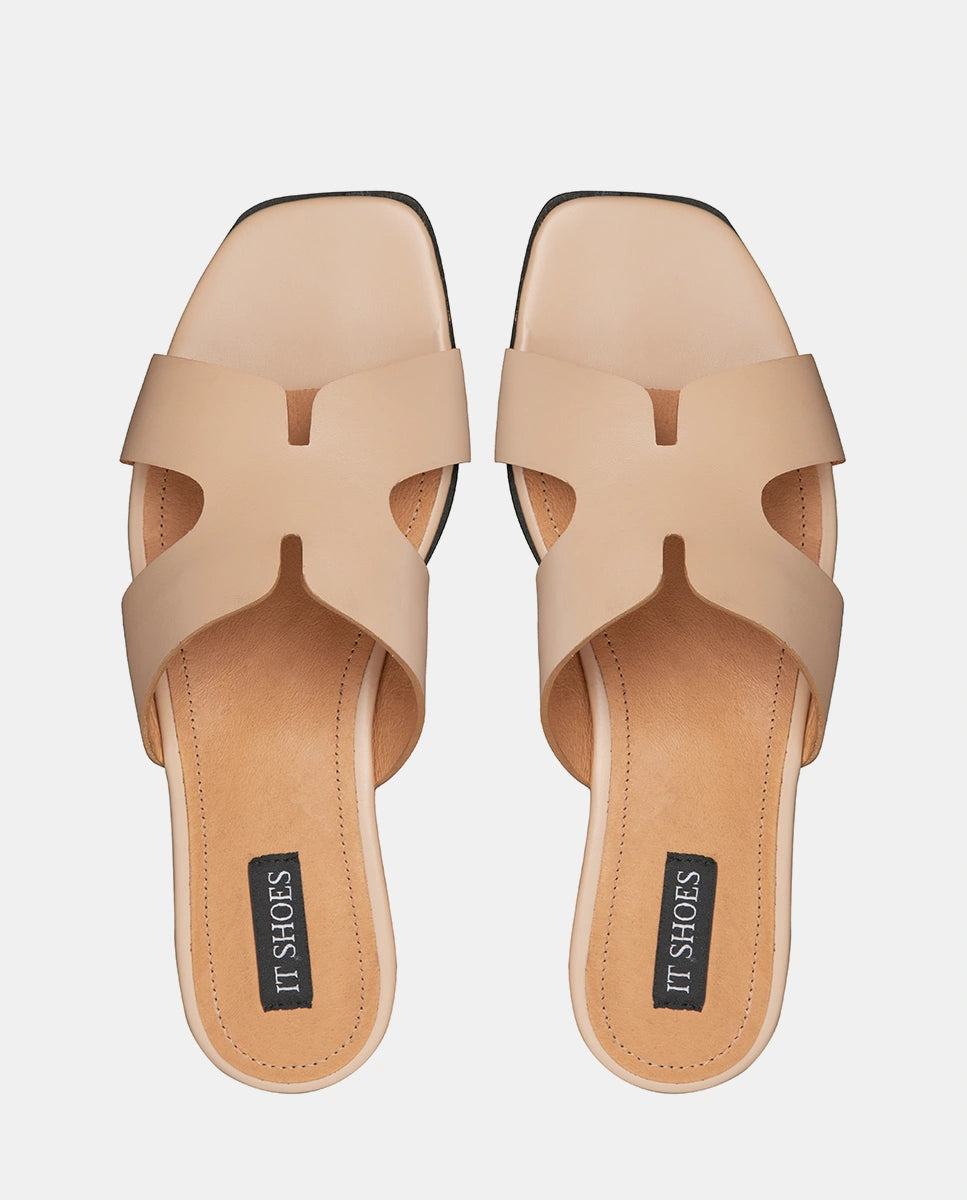 sandalias planas nude para mujer