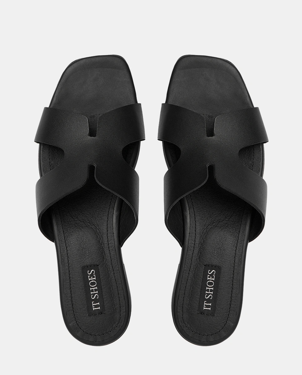 sandalias negras planas para mujer