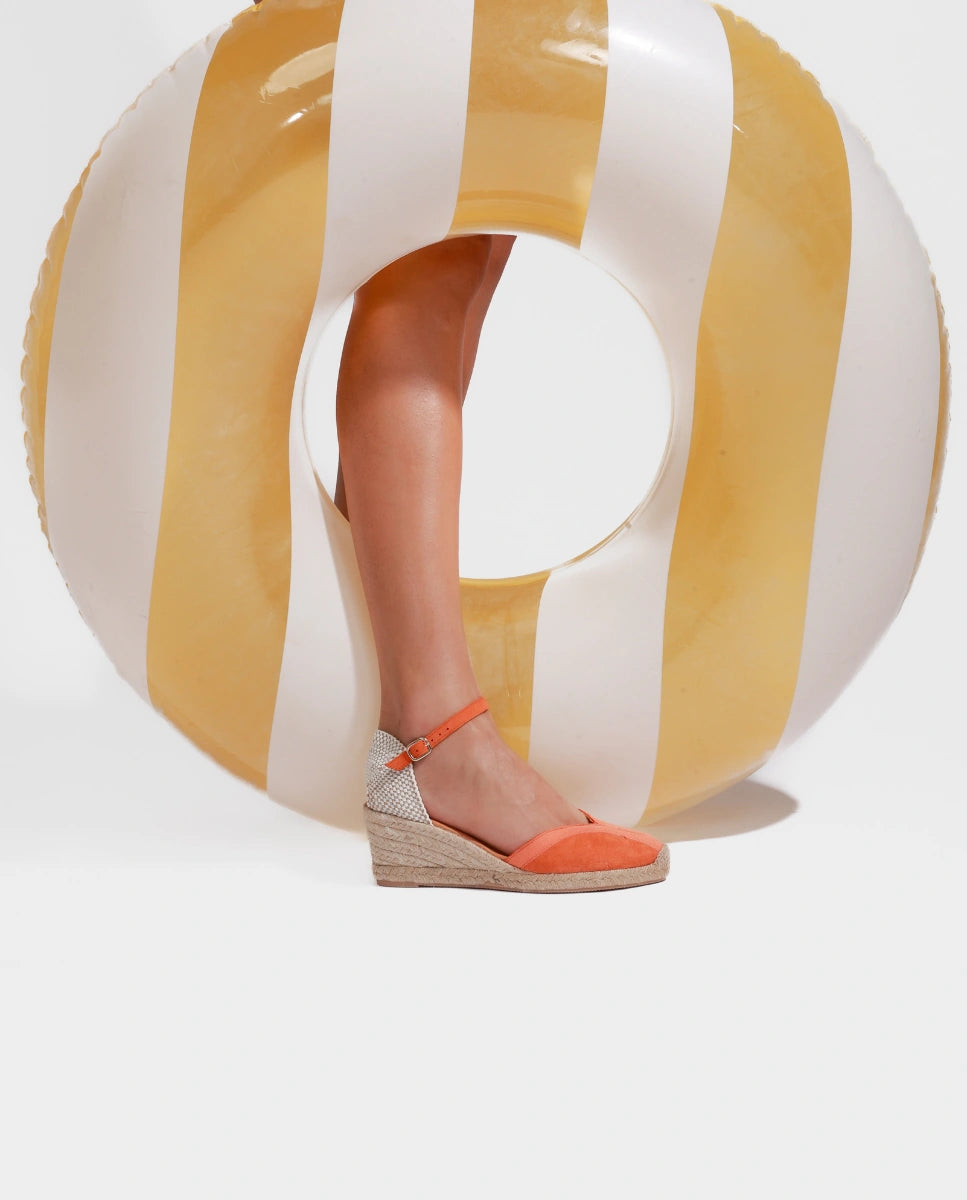 cuña alpargata color naranja para mujer