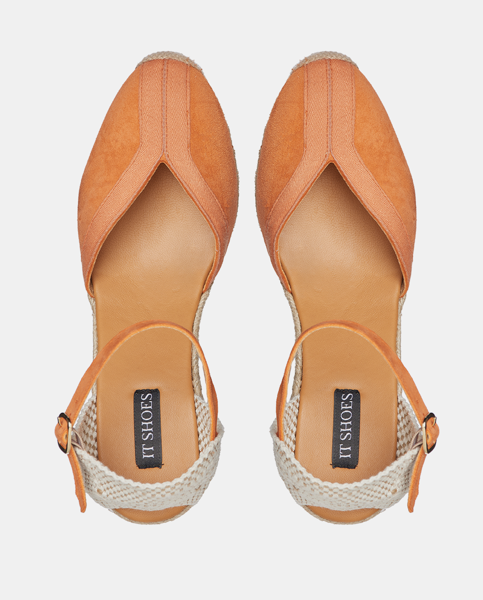 cuña alpargata color naranja para mujer
