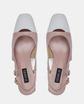 Sandalias old money rosas con puntera blanca