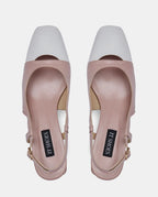 Sandalias old money rosas con puntera blanca