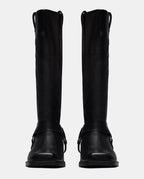 Botas biker para mujer en negro con caña alta y hebillas laterales