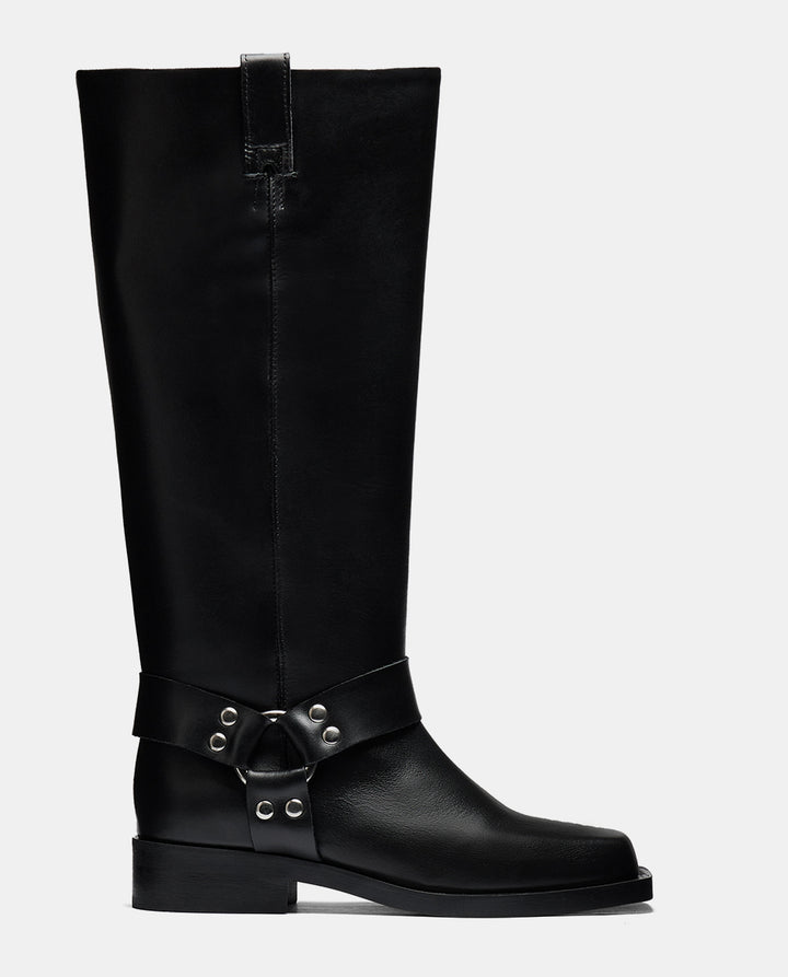 Bota biker negra con hebilla para mujer