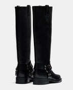 Comprar botas biker negras con hebilla para mujer