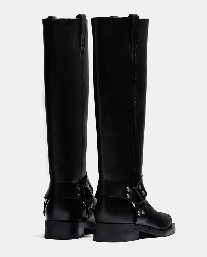 Comprar botas biker negras con hebilla para mujer