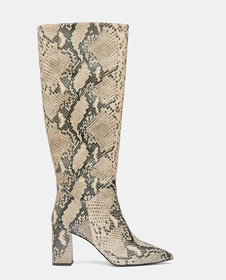 botas altas estampado serpiente tacón