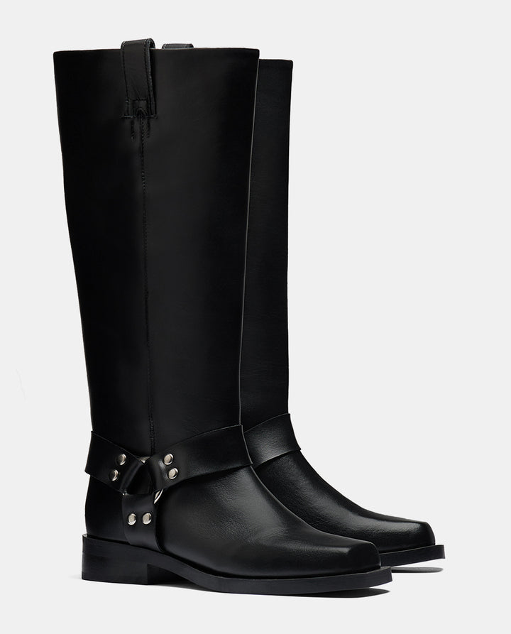 botas biker negras altas para mujer