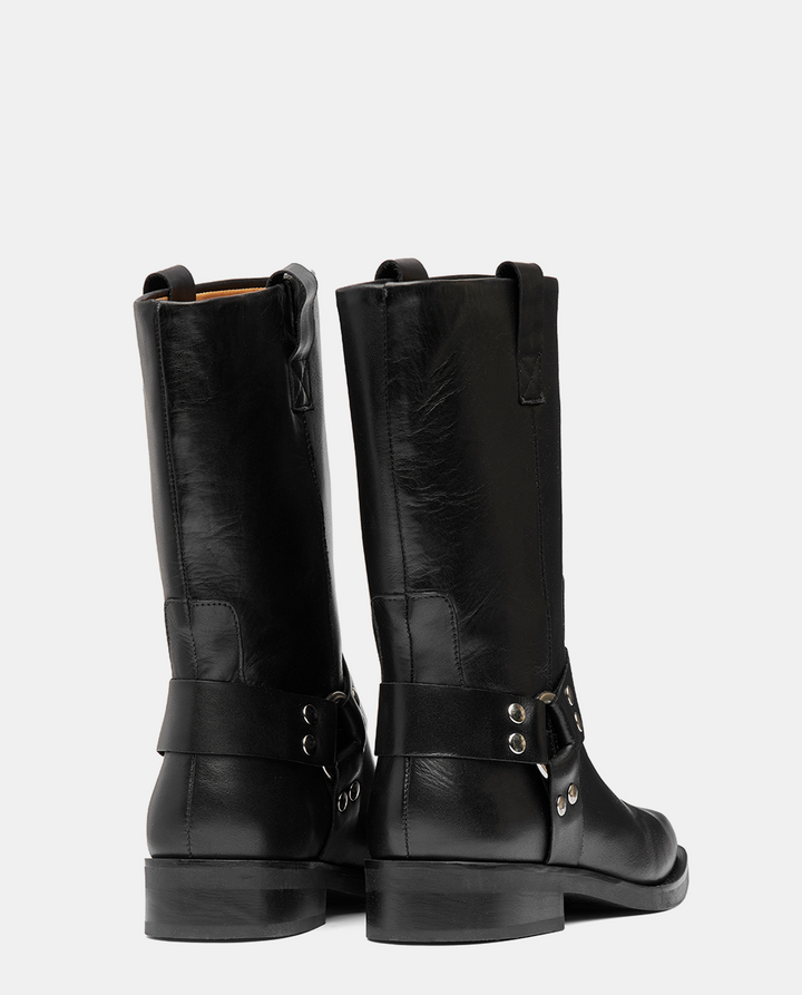 botas biker negras caña baja para mujer