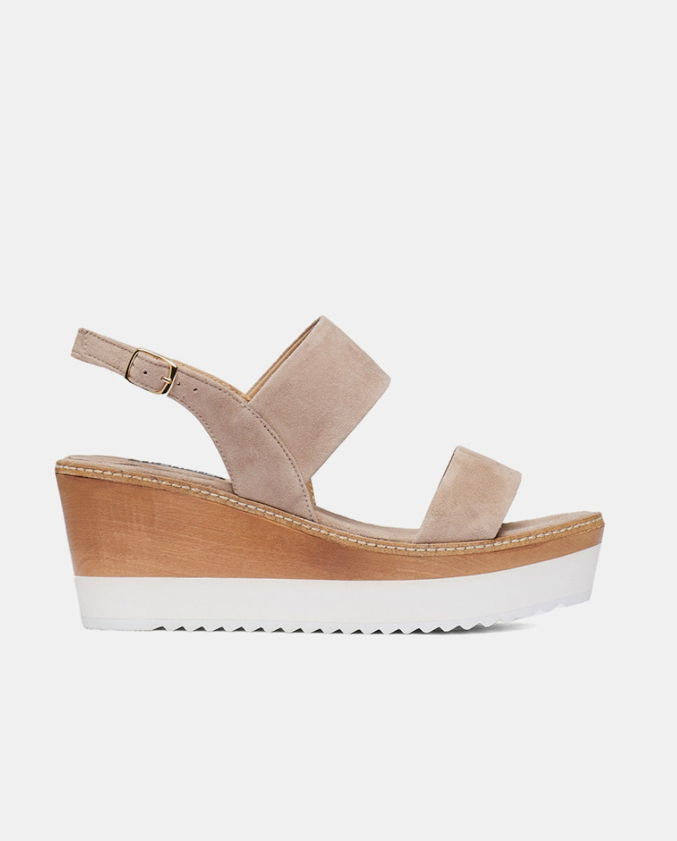 sandalia plataforma taupe cuña