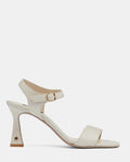 sandalias con tacón color blanco piel mujer