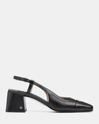 zapato negro con tacón destalonado para mujer
