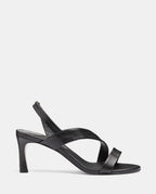sandalias con tacón color negro piel mujer