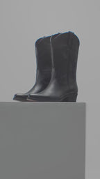 Detalles de botas cowboy negras media caña