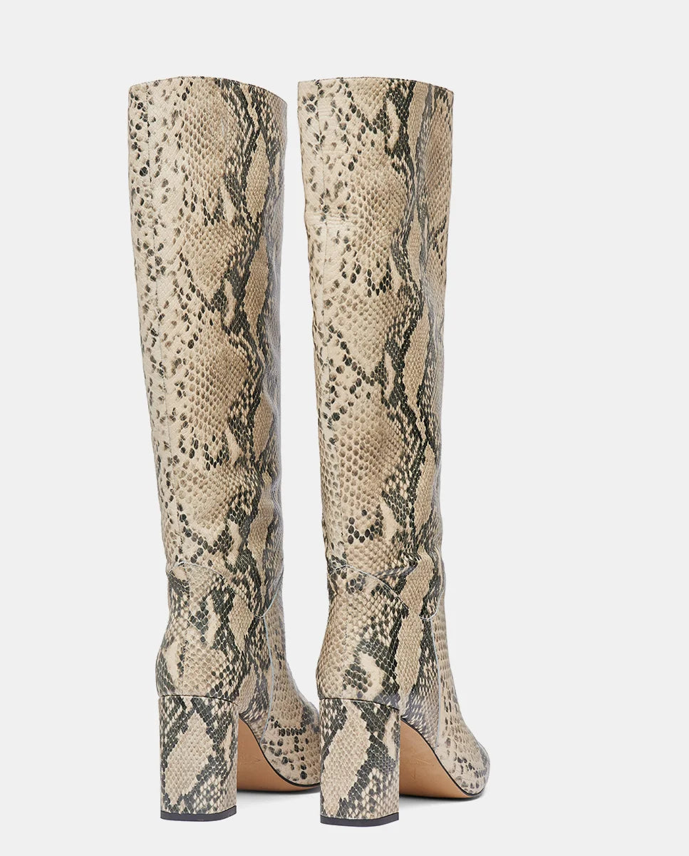 Botas altas efecto serpiente con tacón
