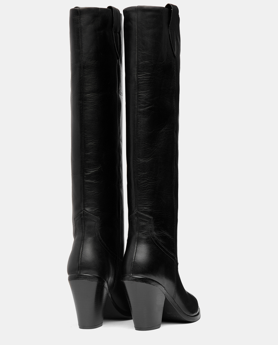 trasera botas negras caña alta tacon mujer